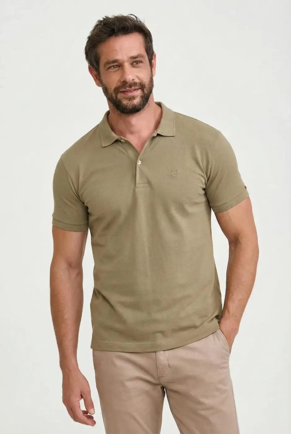 Polo Slim Oliva Claro — TXC Querência